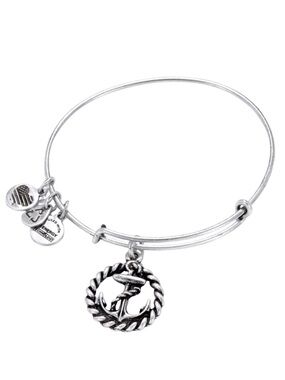NWT! DISCONTINUED Alex and Ani Anchor with Rope Charm Bangle Bracelet - Silver